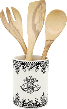 Стакан и набор деревянных приборов Монограмма